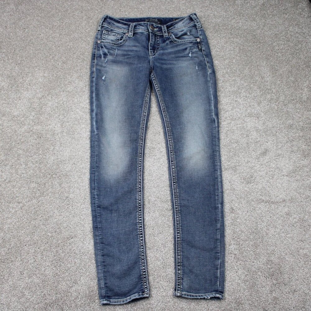 Silver Joga Suki Mid Skinny Jeans Womens 29x31 Blue 5-Pocket Stretch Denim - Picture 1 of 16